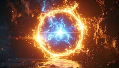 Fototapeta premium Fiery Portal - A mesmerizing vortex of fire and energy.