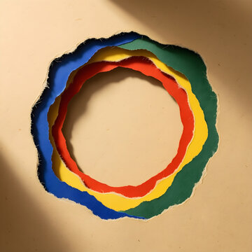 One vivid inner paper circle protected by a broad irregular margin