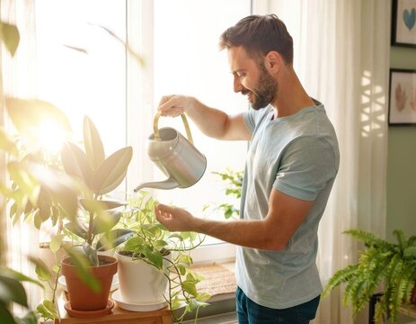 Man watering plants