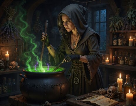 witch brewing potion