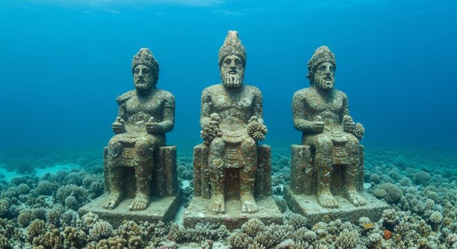 Underwater statues marine environment