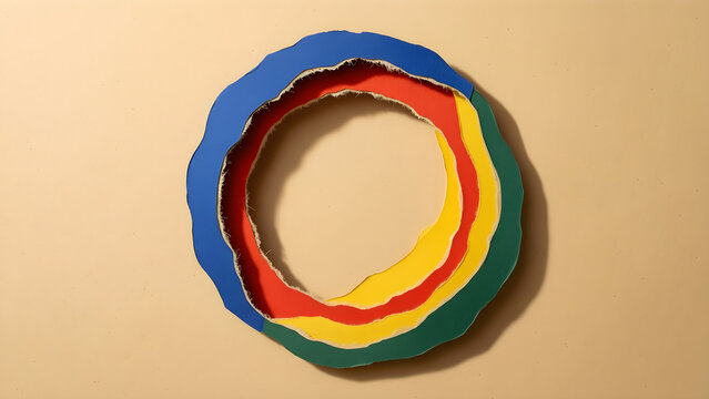 One vivid inner paper circle protected by a broad irregular margin