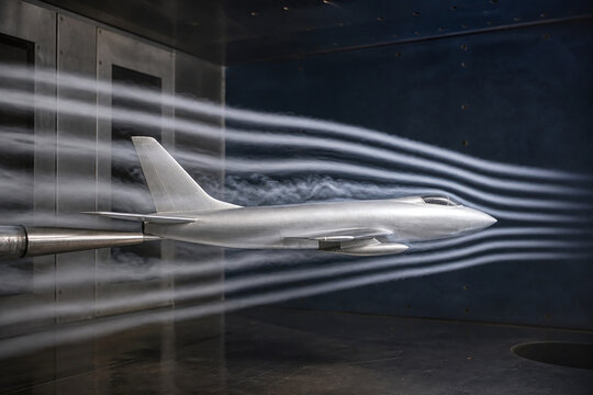 Wind Tunnel Airflow Over Aircraft Model