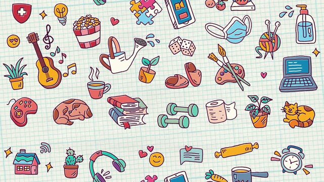 Hand drawn lifestyle doodle seamless pattern background