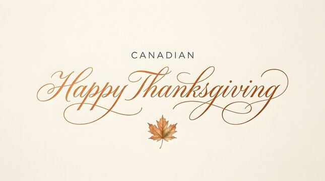 Elegant calligraphy happy thanksgiving greeting with autumn leaf decoration