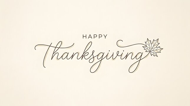 Elegant vintage thanksgiving calligraphy with decorative flourishes on cream background
