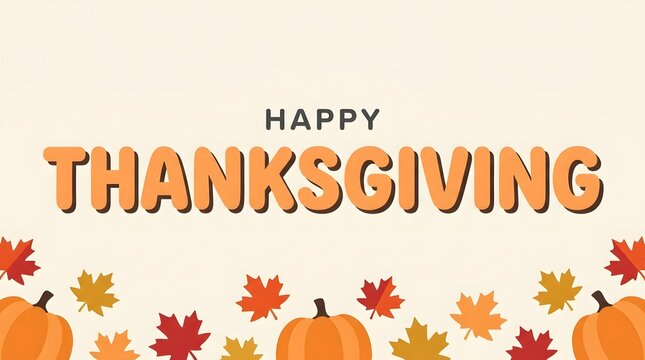Happy thanksgiving greeting card design with pumpkins and colorful autumn fall leaves