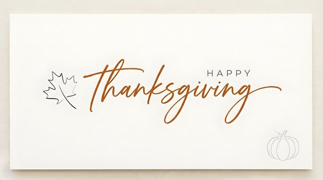 Elegant thanksgiving calligraphy lettering design with decorative autumn leaves on white background