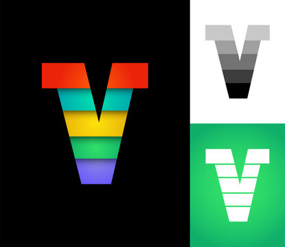 Letter V set, alphabet 3D font, perfect for logo brand design, vector illustration 10EPS