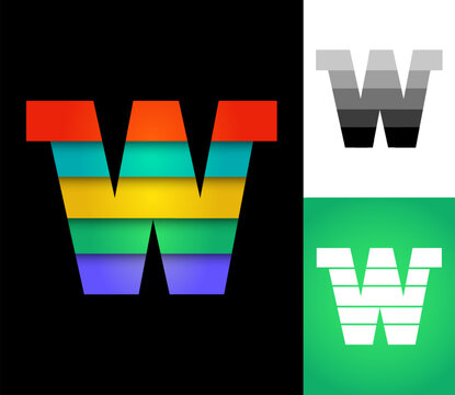 Letter W set, alphabet 3D font, perfect for logo brand design, vector illustration 10EPS