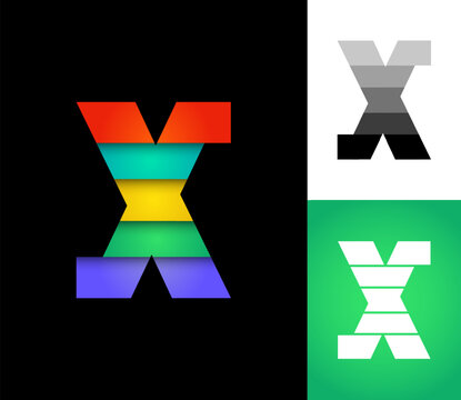 Letter X set, alphabet 3D font, perfect for logo brand design, vector illustration 10EPS