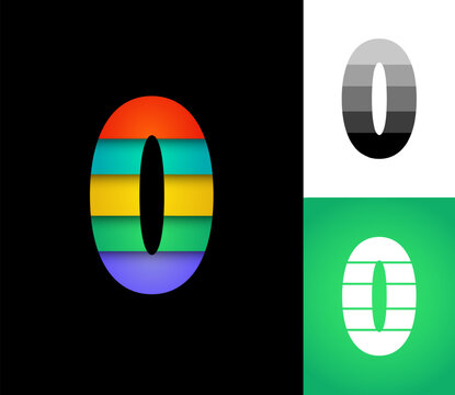 Number 0 set, 3D numeral zero multi colored font, signs perfect for logo brand design, vector illustration 10EPS