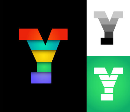 Letter Y set, alphabet 3D font, perfect for logo brand design, vector illustration 10EPS