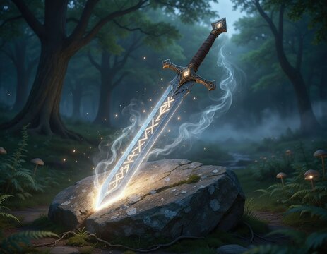 magical glowing sword