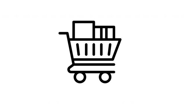 Grid of shopping cart outline icons on white background