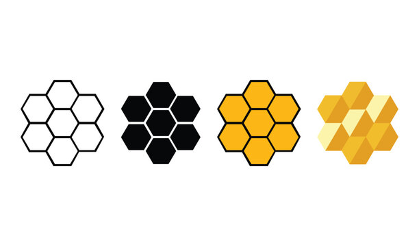 Set of honeycomb icons, flat and gradient vector illustrations of honey cells vector