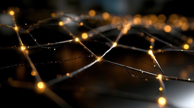 Abstract network connecting metallic spheres data flowing through linked nodes global technology concept communication
