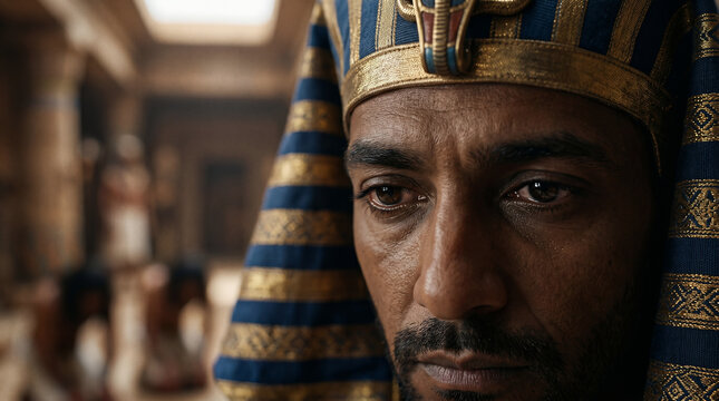 Joseph's starving brothers bowing face-down to the marble floor before him in Egypt, not recognizing their brother