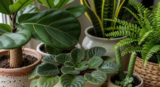 Various potted plants indoors