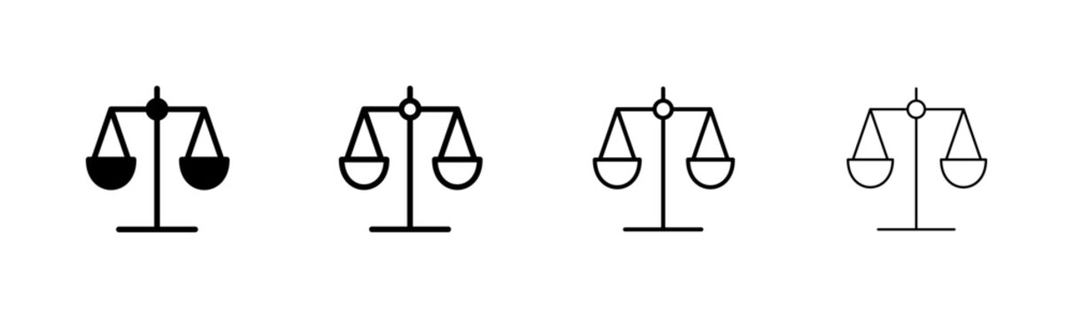 Scales icon logo design. Law scale icon. Justice sign and symbol