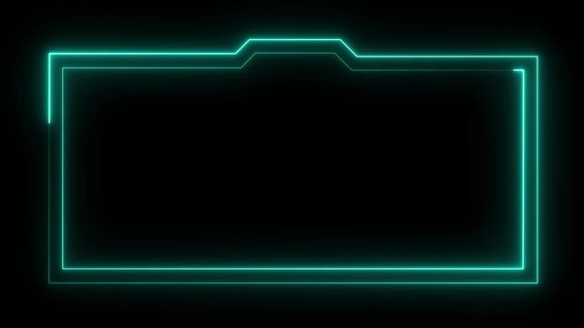 Futuristic rectangular border shapes frame text lines inside neon panels. Cyberpunk content streaming templates gain modern definition here. The rectangular border shines.
