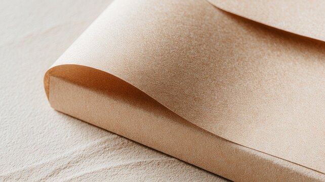 Beige craft paper texture background with curled edge warm neutral creating abstract design tones