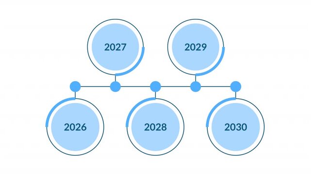 Organization growth prediction blue circle animated infographic template. Profit forecast 5 step process motion graphic. Empty placeholder animation. Blank diagram layout loop with options