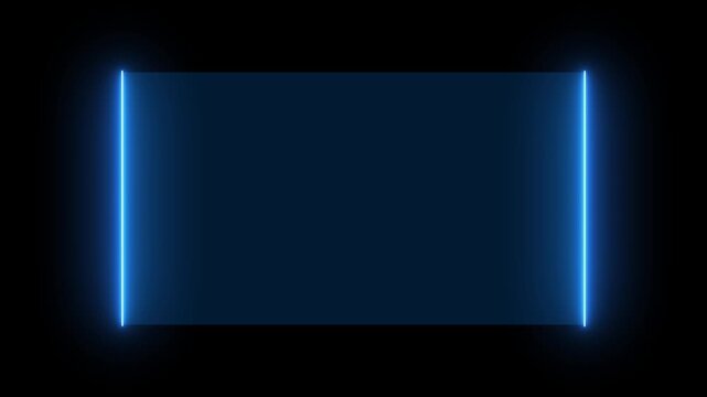 Abstract blue neon graphics structure empty text spaces inside frames. Contemporary hardware marketing slideshows match up perfectly with this asset. Blue neon loops.