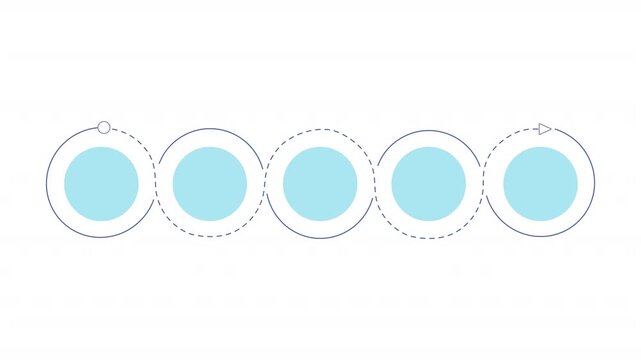 Software development cyan circle animated infographic template. AI tools for programmers 5 step process motion graphic. Empty placeholder animation. Blank diagram layout loop with options