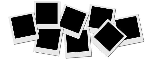 Collection of blank polaroid photo frames isolated on transparent background © JARA