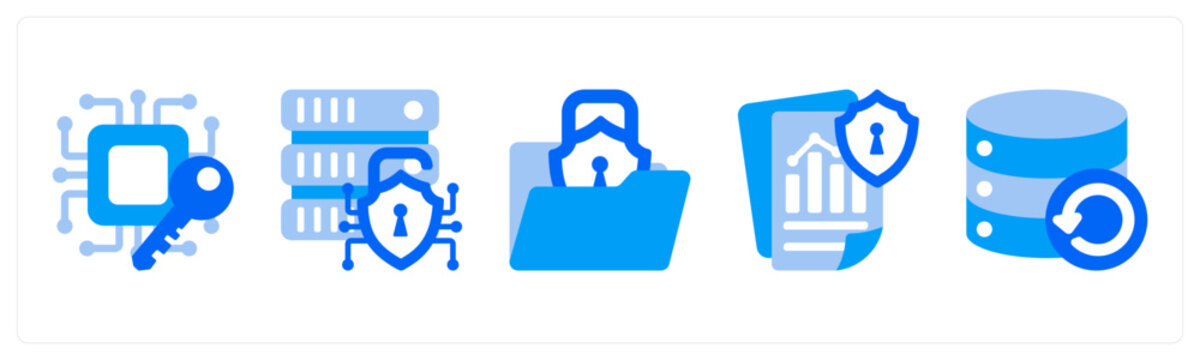 A set of 5 mix icons as Encryption, Data Encryption, Secure Data
