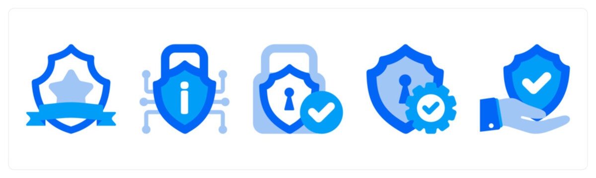 A set of 5 mix icons as Information Security, Secure Access, Security Verification