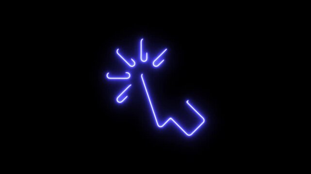 Glowing Neon Mouse Cursor Click Animation on Black Background