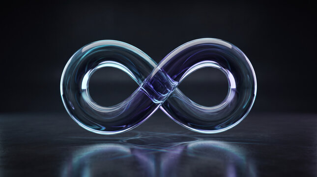 Abstract glass infinity form background with blue violet reflections