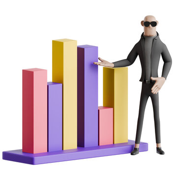Bar Chart Report 3D Illustration