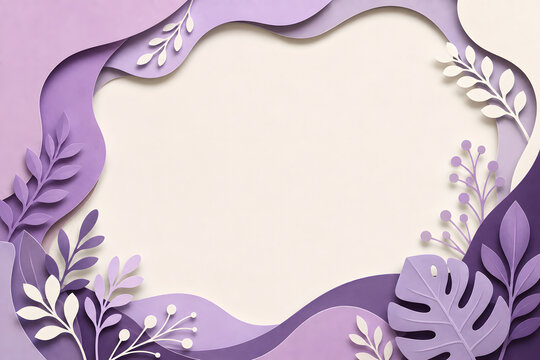 Elegant Purple Botanical Paper Cut Background
