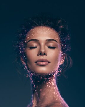 Artificial intelligence face recognition and biometric scanning concept