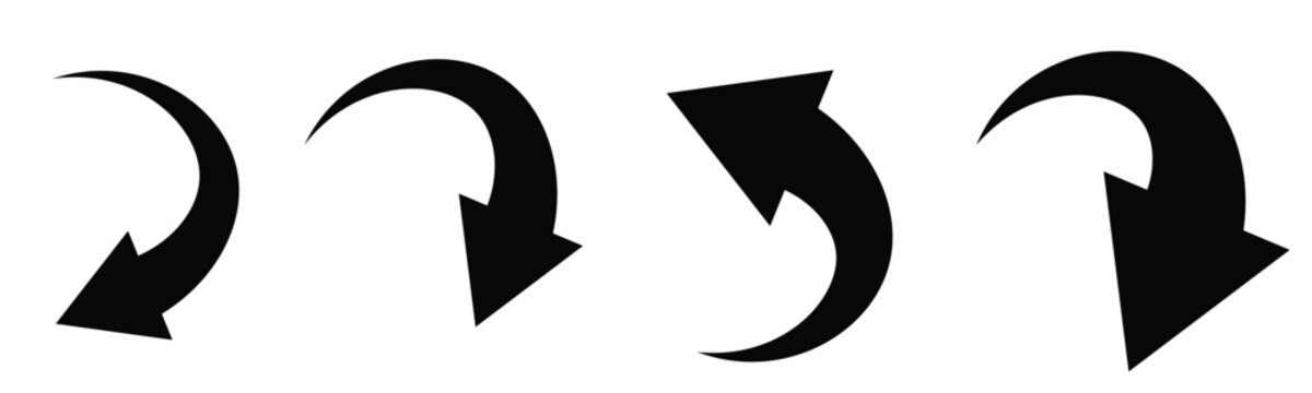 Black curved swoosh arrows pointing down and right, representing motion and turn direction