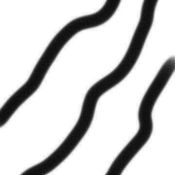 Bold wavy lines dominate the stark white background