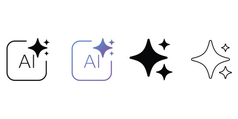 Obraz premium Artificial Intelligence Sparkle Elements with AI Badge and gradient Line Style Design