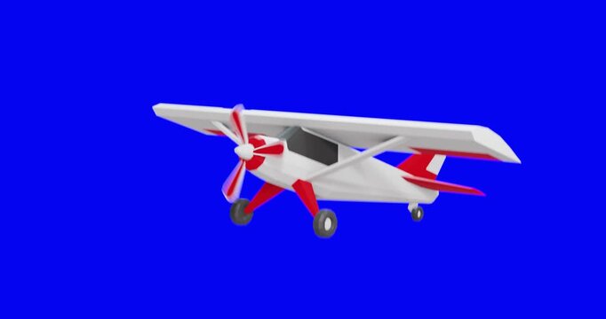 Plane on blue monochrome background. 3d render video