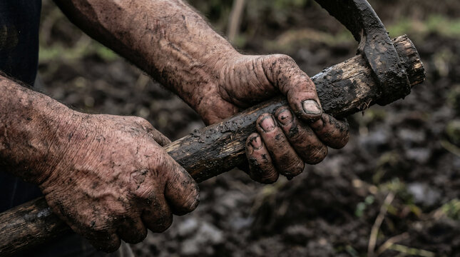 The first human occupations: Cain intensely working the hard soil, while Abel peacefully shepherds his flock of sheep