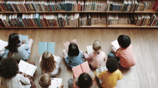 Children reading together in a library: cultivating a love for books and learning