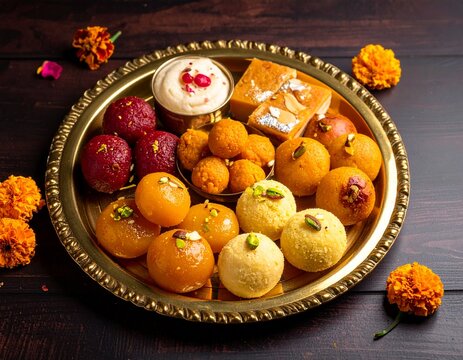 Premium Indian Festive Sweets Assortment with Gulab Jamun, Ladoo and Kaju Katli