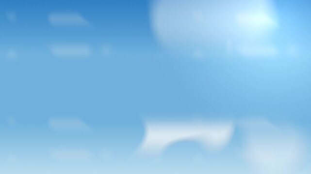 Blurry blue sky background with soft white clouds. 2d animation