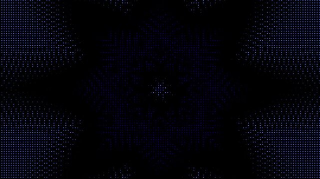 Animated abstract technology random dots and grid 4K on black background. Loop background. Led halftone and moire effect