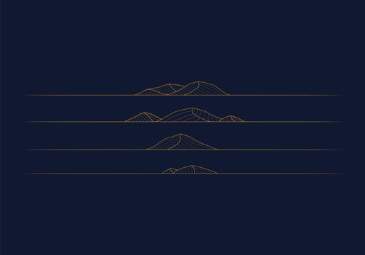 Set minimalist abstract gold mountain line art line divider decoration