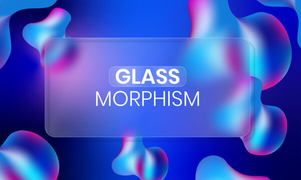 Abstract glassmorphism background with fluid liquid shapes and blue gradient