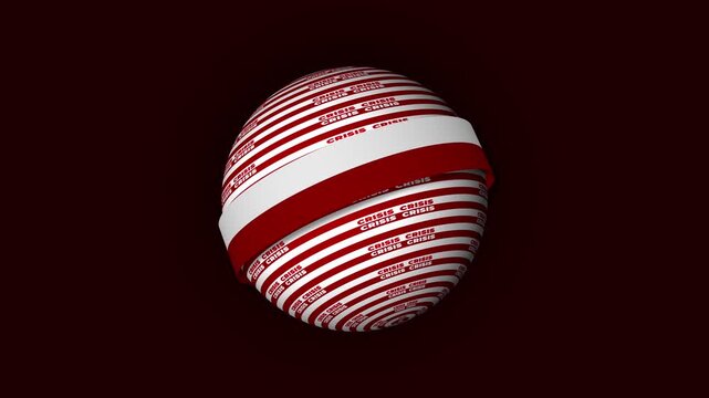 Crisis Word Typography Striped Sphere Seamless Loop Background