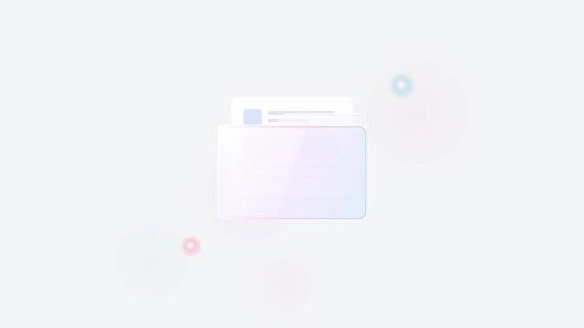 Transparent folder with document and floating pastel bokeh lights